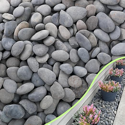 18LB River Rocks,Mexican Beach Pebbles for Plants,Potting,Garden Landscape Stone Paving Stone Grey 1Inch - 2Inch-PawvioPets