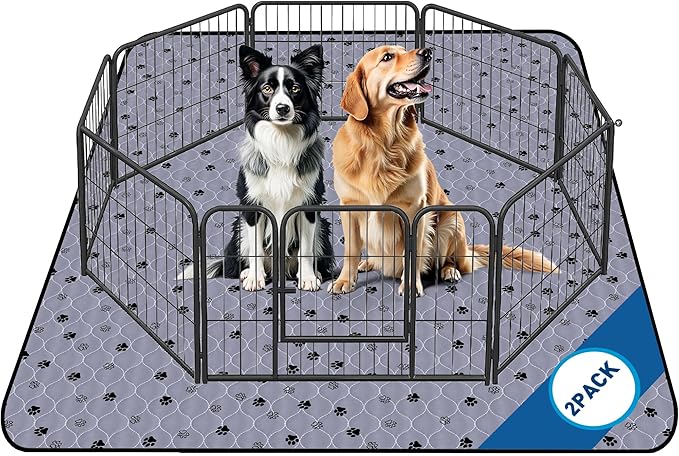 Fostanfly Non-Slip Washable Pee Pads for Dogs, 2 Pack Large 63"x63" Ultra-Absorbent and Leak-Proof Reusable Potty Training Pads for Dogs and Cats Puppy Pads-PawvioPets
