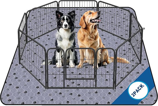 Fostanfly Non-Slip Washable Pee Pads for Dogs, 2 Pack Large 63"x63" Ultra-Absorbent and Leak-Proof Reusable Potty Training Pads for Dogs and Cats Puppy Pads-PawvioPets