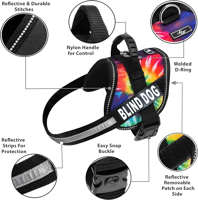 Doggie Stylz Blind Dog Harness No Pull No Escape Dog Vest for Blind Dogs Adjustable Vest with Handle Blind Dog Accessories and Patches for Training and Mobility-PawvioPets
