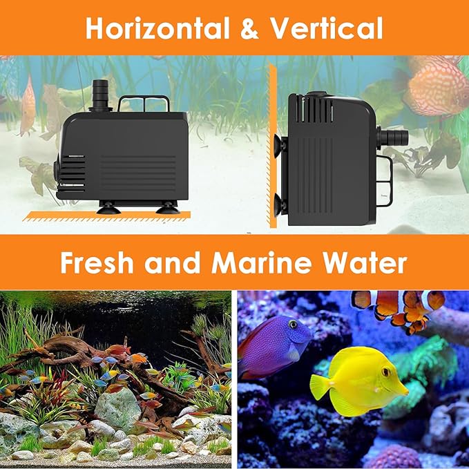 AquaMiracle Submersible Water Pump Aquarium Water Pump with Flow Control, Pond Pump Fountain Pump for Pond, Fountain, Waterfall, Statuary, Water feature, Hydroponics (550GPH, 35W)-PawvioPets