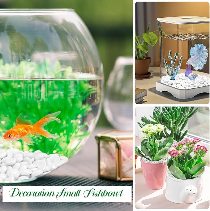 2LB White Flat Glass Marbles for Vases, Gemstone Beads Vase Filler Decorative Glass Pebbles for Fish Tank, DIY Crafts, Aquarium Decor Rocks-PawvioPets