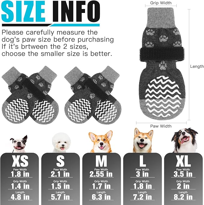 EXPAWLORER Anti Slip Dog Socks to Prevent Licking Paws, Dog Shoes for Hot Pavement, Dog Booties for Small Medium Large Senior Dogs, Traction Control Dog Boots & Paw Protectors for Hardwood Floors-PawvioPets