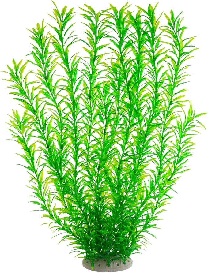 Aquarium Plastic Plants Large, Artificial Plastic Long Fish Tank Plants Decoration Ornaments Safe for All Fish 21 Inches Tall (J07 Green)-PawvioPets