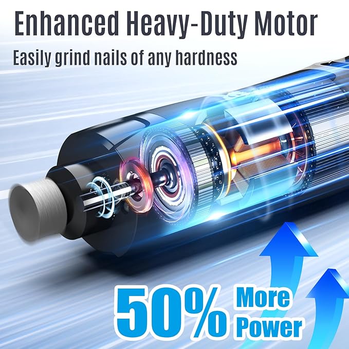 Casfuy New 6-Speed Dog Nail Grinder - 50% More Power Dog Nail Trimmers with 2 LED Lights Quiet 7h Running Time Electric Pet Nail Grinder File Toenail Grinder for Large Medium Small Dogs & Cats (Black)-PawvioPets