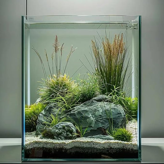 5 Gallon Glass Fish Tank, Easy to Maintain Small Aquarium for Betta/Snails/Shrimp and Aquatic Planting.-PawvioPets