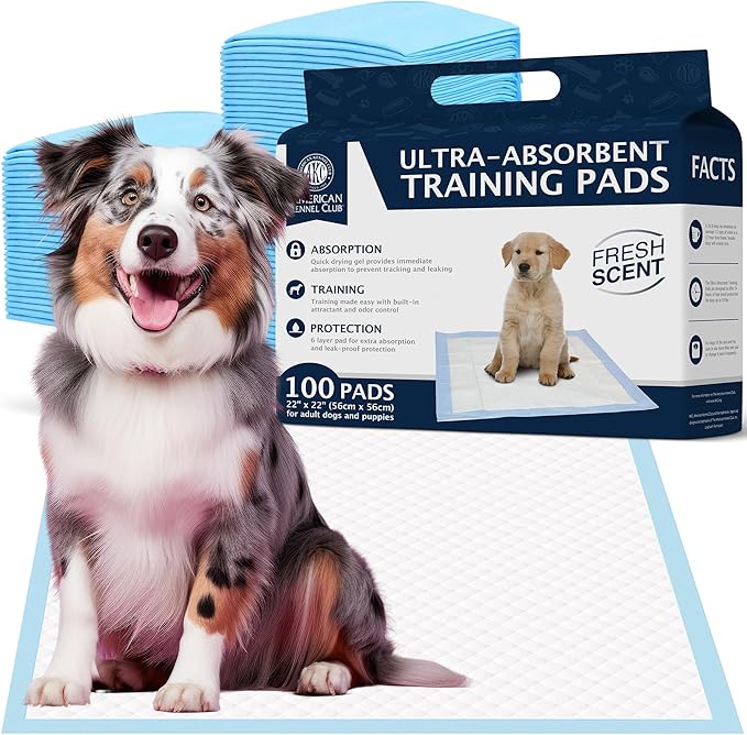American Kennel Club Scented Puppy Training Pads with Ultra Absorbent Quick Dry Gel – 22 x 22 Pee Pads for Dogs - Fresh Scented - Pack of 100-PawvioPets
