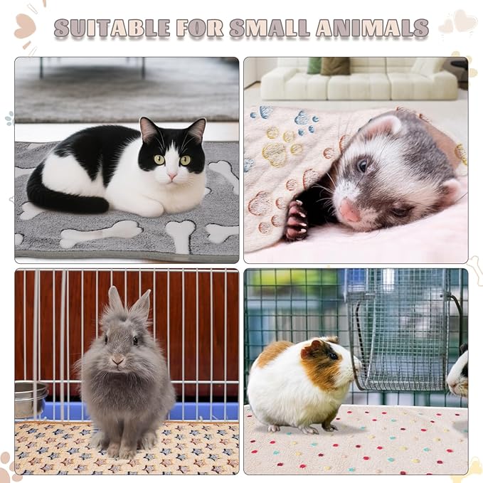 6 Pack Guinea Pig Cage Liner, Washable Guinea Pig Fleece Blankets Beding Accessories, Flannel Throw Warm Sleep Mat, Pet Pee Pads for Small Animal Hamster Rabbit Puppy Cat (26x14 Inch)-PawvioPets