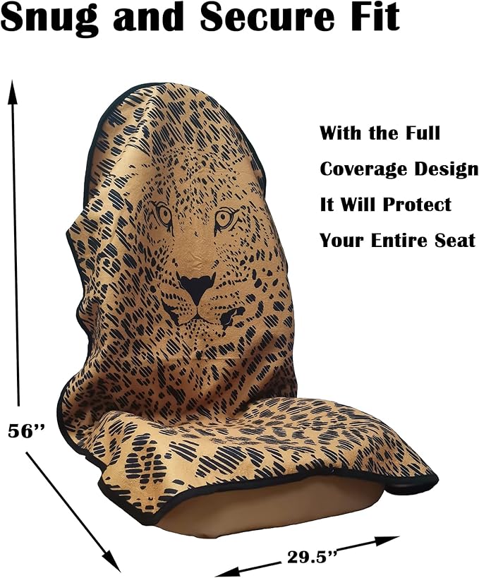 Car Seat Cover Protector Front Seats,for Gym Workout,Running,Swimming,Beach and Hiking,Waterproof Sweat Towel Bucket Seat Covers for Cars SUV Trucks (Leopard, 2Pcs)-PawvioPets