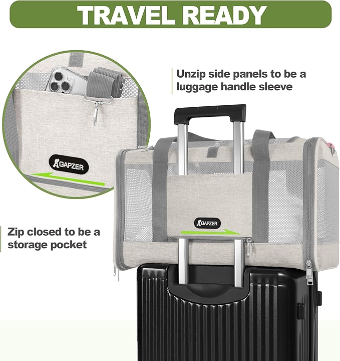 Cat Carrier American Airline Approved 18x11x11, Top Opening Sturdy Soft Pet Carrying Bag See Through, Mini Dog Hard Bottom Crate Kennel Case, 4-Side-Ventilation Mesh Cage Toy Poodle Biege-PawvioPets