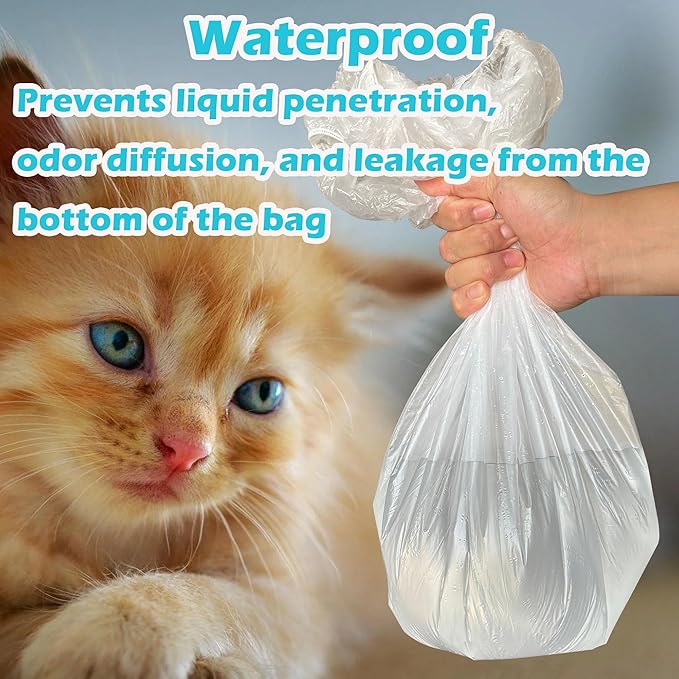 50 Pack Litter Box Liners Compatible with Lifewit Litter Box Cat, Elastic Band Trash Bags for Disposal of Cat Waste, Waterproof and Leak Proof (Clear)-PawvioPets