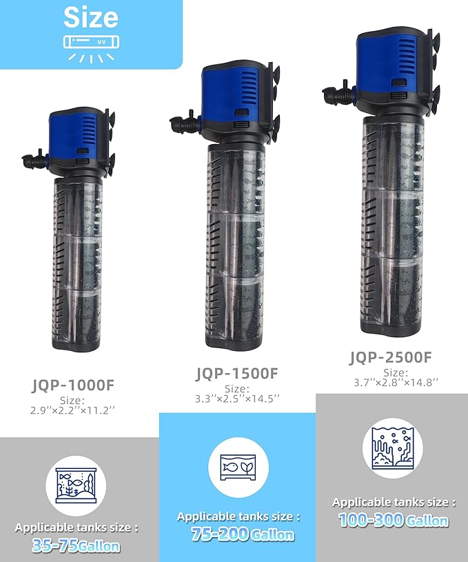 COOSPIDER Pond Filter for 75-200 Gallon, 400 GPH Powerful Filtration Pond Pump, Submersible Canister Filters for Fish Turtle Tank, Cold Plunge, Clear Wavemaker Oxygen Supply, Dry Burning Protection-PawvioPets