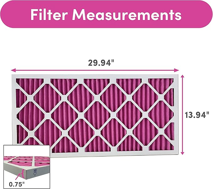 Colorfil 14x30x1 Air Filter (4-Pack) | Made in the USA | Color Changing | Remove Cat and Dog Odor | MERV 8 for Pet Hair Dander and Dust | 13.75"x29.75"x0.75" Exact Size-PawvioPets