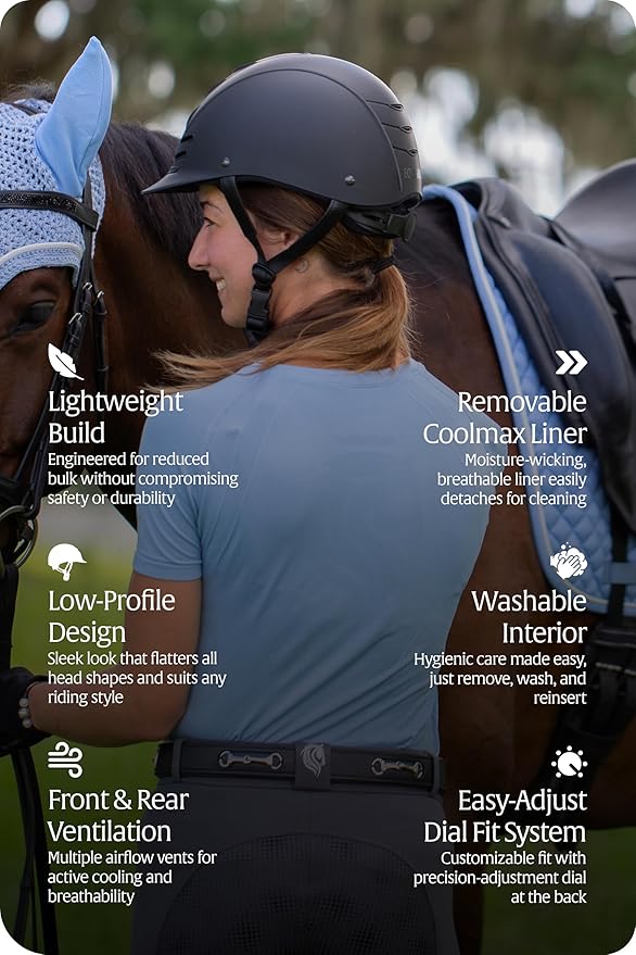Equinavia Gardian Riding Helmet - Lightweight, Low-Profile Design with Airflow Vents, Easy-Adjust Dial, Removable Coolmax® Liner, ASTM F1163-23/SEI Certified-PawvioPets
