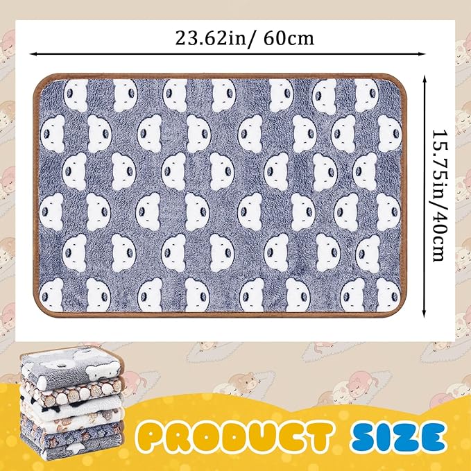 6 Pcs Guinea Pig Bedding Cage Liners Small Animal Flannel Blankets Sleep Mat Absorbent Reusable Pet Pee Bedding Pad Cover for Hamster Ferret Chinchilla Rabbit Hedgehog (16 x 24 Inch, Multi)-PawvioPets