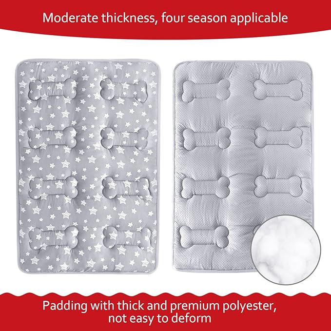 Dog Crate Bed Mat (36" X 23"), Soft Dog Bed Mat with Cute Stars, Personalized Crate Pad, Anti-Slip Bottom, Machine Washable Kennel Pad-PawvioPets