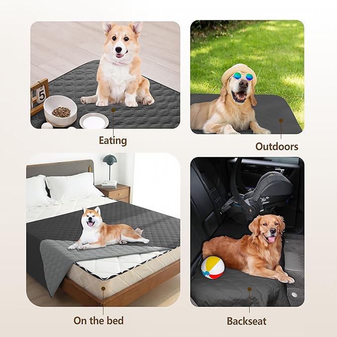 gogobunny 100% Double Sided Waterproof Dog Blanket Soft Pet Bed Cover Reversible Protect Furniture Couch Sofa Car for Puppy Cat Kids (Dark Charcoal/Light Charcoal, 30x80 Inch (Pack of 1))-PawvioPets