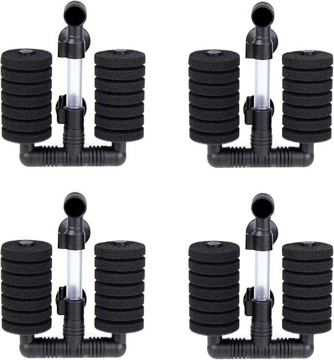 AQUANEAT 4 Pack Double Bio Sponge Filter, for Fry, Betta, Shrimp, Nano, Aquarium Fish Tank (Small up to 20 Gal)-PawvioPets