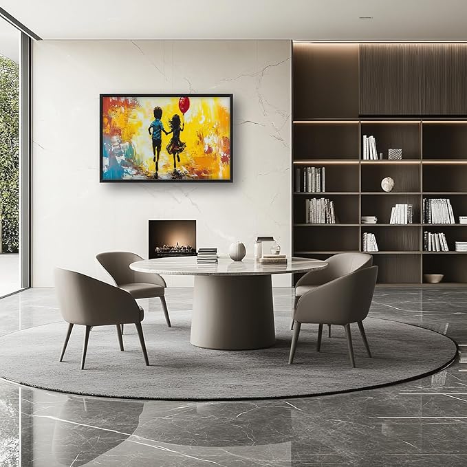 Framed Large Banksy Wall Art for Living Room, Oversized Colorful Graffiti Children Wall Decor, Peaceful Canvas Painting Pictures Modern Artwork Home Decoration for Living Room Bedroom 36"x24"-PawvioPets