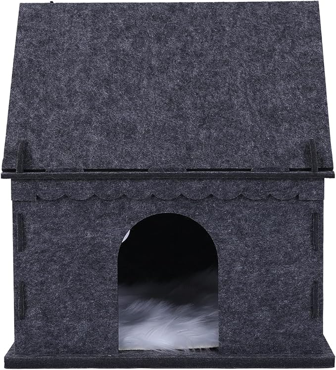 2-Tier Indoor Cat Apartment，Cozy Pet Cat Bed, Hideaway, and Sturdy Cat Castle for Multiple and Large Cats-PawvioPets