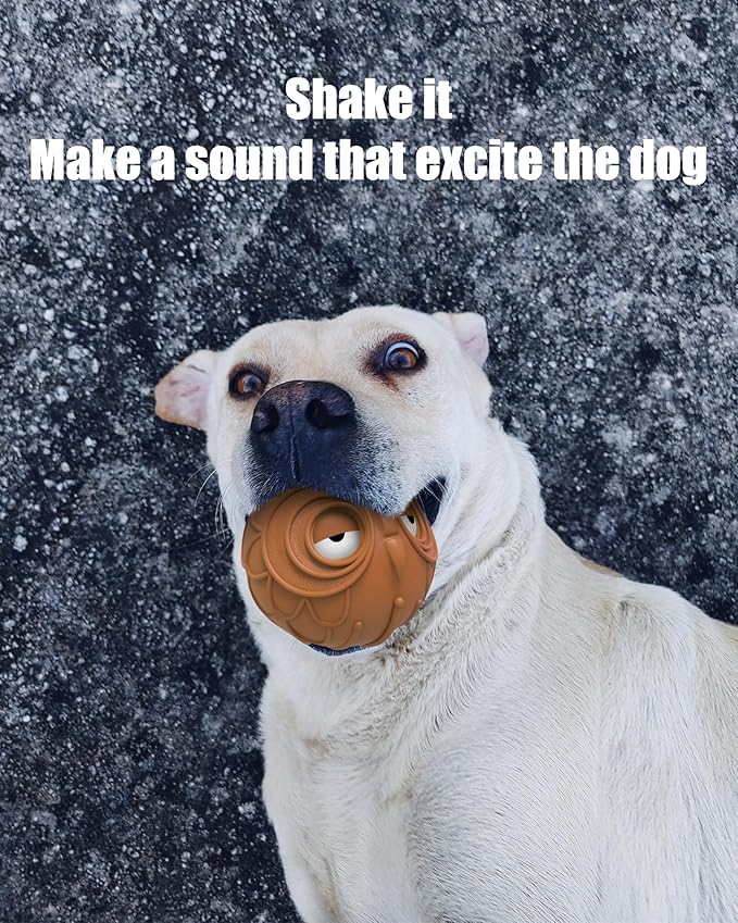 Giggle Ball for Dogs Owl Dog Toys for Aggressive Chewers Medium Large Dogs Fun Gift for Dog Natural Rubber Herding Ball for Dogs Cute Owl Hoot Brown New-PawvioPets