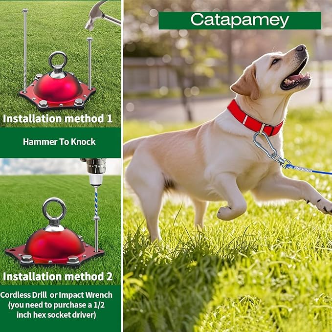 Dog Tie Out Cable and Stake for Yard,(up to 200lbs) 360°Swivel Dog Run Anchors- No Tangle,with 20FT Heavy Duty Tie Out Cable,Runner for Yard,Ideal for Outdoor Camping-PawvioPets