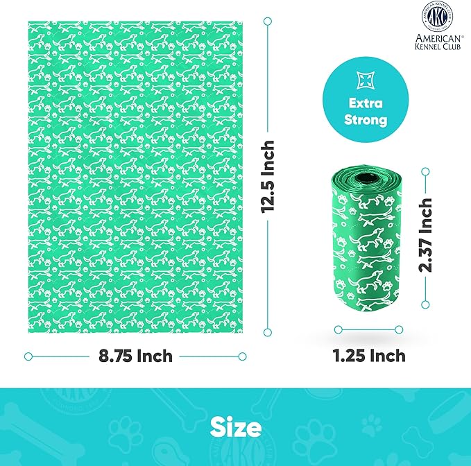 AKC Dog Poop Bags - Leak Proof Pet Waste Bags - 16 Refill Rolls - Lavender Scent - 240 Count (Puppy Print)-PawvioPets