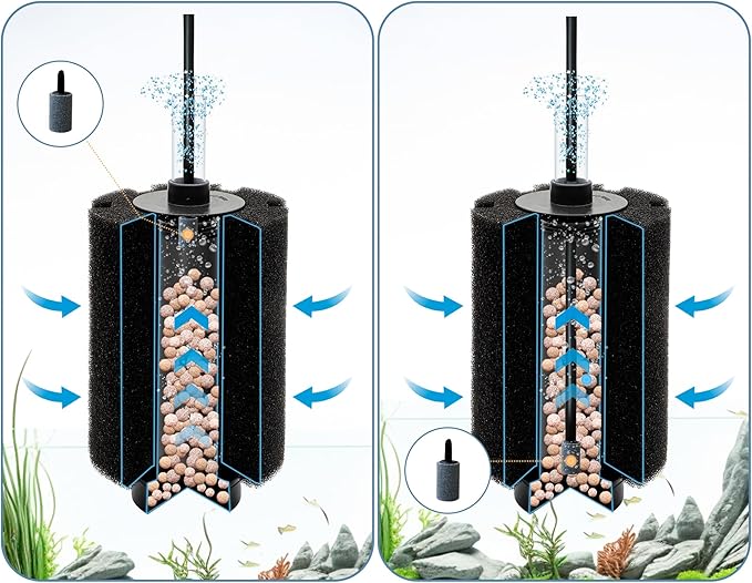 ALEGI 4pcs Large Aquarium Sponge Filter with Suction Cups, Check Valves for Breeding Fry Betta Shrimp Fish Tank ((Upgrade) 80-150 Gal 4 Pcs)-PawvioPets