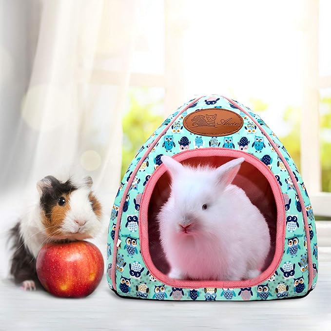 BWOGUE Guinea Pig House Bed Cozy Hamster Cave Large Hideout for Dwarf Rabbits Hedgehog Bearded Dragon Winter Nest Hamster Cage Accessories-PawvioPets