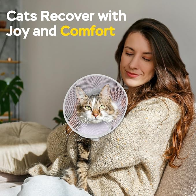 Cat Cone Collar Soft to Stop Licking After Surgery, Waterproof Lightweight Recovery Collar for Cats and Small Dogs, Elizabeth Plastic Cone Alternative, Neck Pillow to Prevent Scratches-PawvioPets