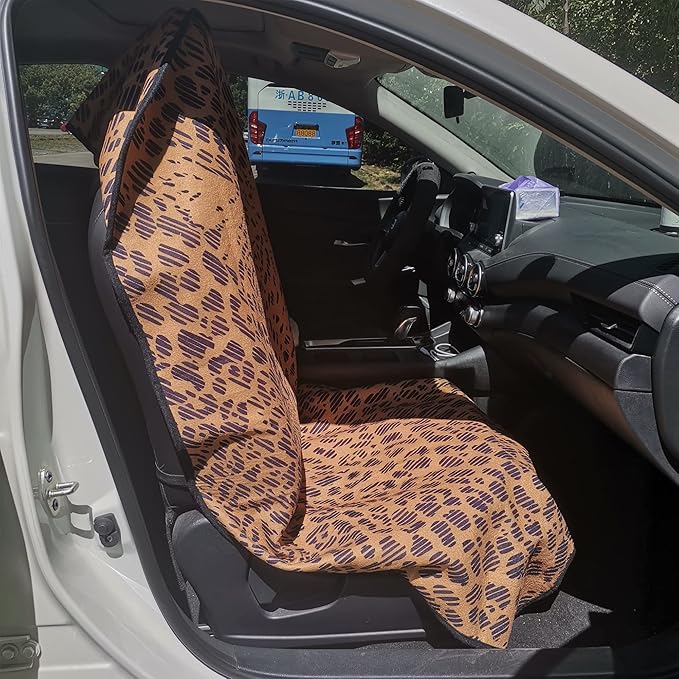 Car Seat Cover Protector Front Seats,for Gym Workout,Running,Swimming,Beach and Hiking,Waterproof Sweat Towel Bucket Seat Covers for Cars SUV Trucks (Leopard, 2Pcs)-PawvioPets