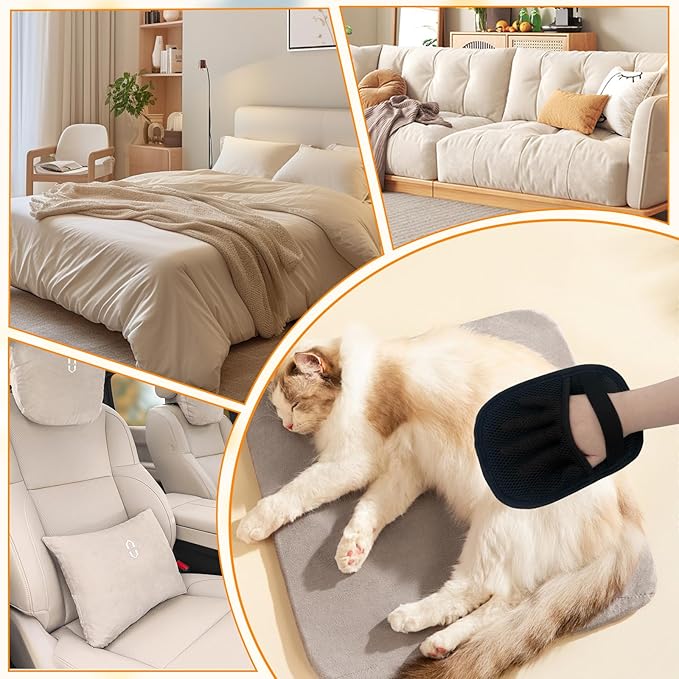 Electrostatic Pet Hair Removal Glove, Reusable Static Removal Gloves for Pets Hair, Versatile Pet Grooming Gloves for Couch, Furniture, Carpet, Car Seat-PawvioPets