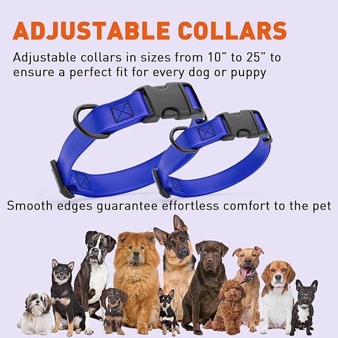 Dogline Biothane Waterproof Dog Collar with Quick Release Buckle Strong Coated Nylon Webbing with Odor- Proof for Easy Care Easy to Clean Fits Small Medium or Large Dogs, Royal Blue 1" W 15-23" L-PawvioPets