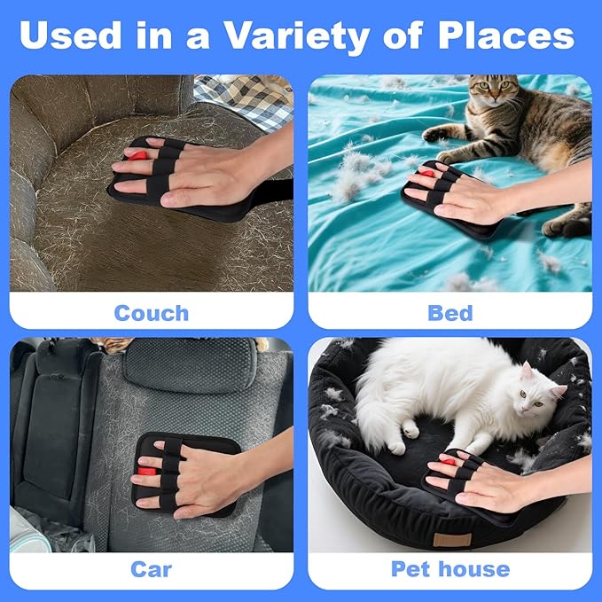 AIERSA 2Pcs Electrostatic Pet Hair Removal Glove, Electro Gloves Pet Hair, Reusable Static Pet Hair Remover Mitt, Cat & Dog Hair Removal Tool for Furniture, Clothes, Carpet, Car, Couch-PawvioPets