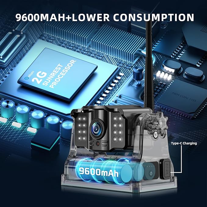 eRapta 2 Wireless Backup Camera Magnetic: 10.1" IPS DVR Monitor, Install-Free RV Backup Camera with Infrared Night Vision, Built-in 9600mAh Battery for Trailer/RV/Truck/Horse Trailer/Tractor ACT1002-PawvioPets