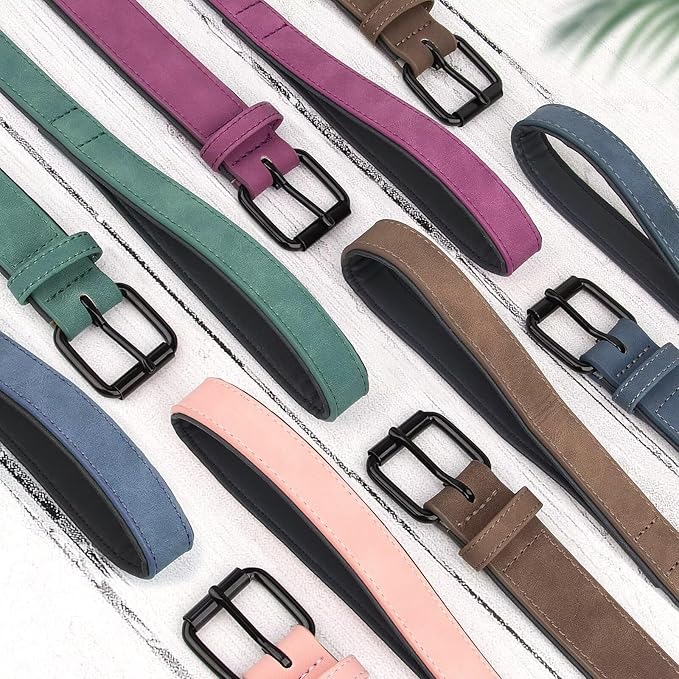 Didog Soft Padded Leather Dog Collar and Leash Set, Adjustable Dog Lead and Collar Set with Metal Buckle, Breathable Pet Collars with 4FT PU Leather Leash for Small Medium Dogs, Green, M-PawvioPets