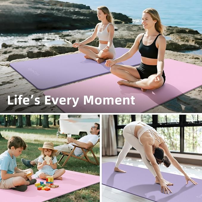 Extra Large Yoga Mat - 72"x35", 72"x48", 78"x57" - Wide TPE Exercise Mat for Home, Stretching, Couples & Family Workouts - 6-12mm Thick, Non-Slip & Waterproof - with Carry Bag and Straps-PawvioPets