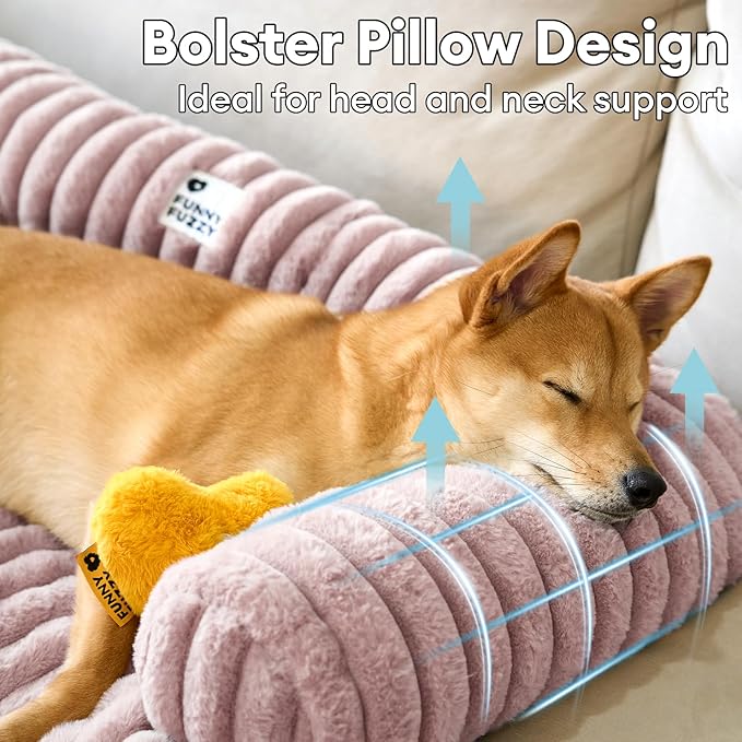 FUNNY FUZZY Pet Couch Cover for Sofa, Calming Dog Bed for Couch, Fluffy Plush Dog Couch Mat for Furniture Protector for Large Medium Small Pets, 47×37 in, Pink-PawvioPets