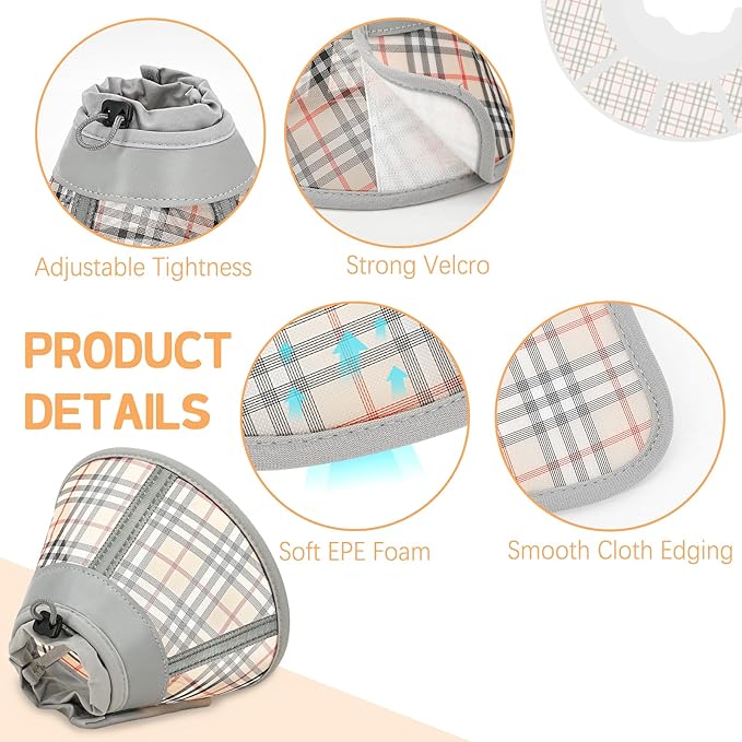 Cat Cone Collar Soft, Cat Recovery Collar for Large Medium Small Cats Kittens, Pet Cone Alternative After Surgery-PawvioPets