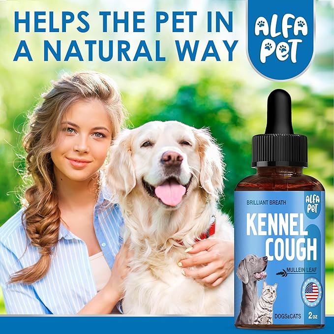 Dog Cough Treatment Liquid • Kennel Cough for Dogs & Cats • for Breathing During All Life Cycle • Marshmallow Root + Mullein Leaf in The Composition • Natural Supplement for All Breeds • 2 Oz-PawvioPets