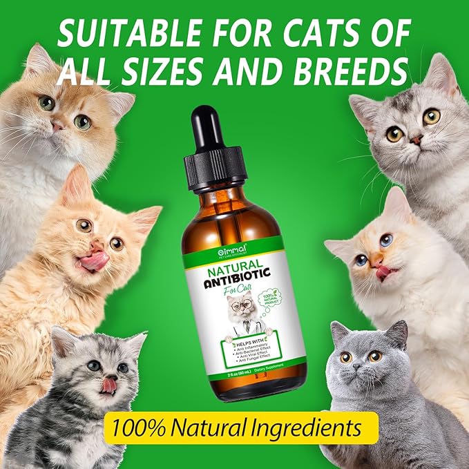 2PACK Antibiotics for Cats, Cats Antibiotics for Injections, Natural antibiotic for Cat Immune & Allergy Relief, Cough Relief, Yeast Injection, UTI Treatments, Cat Antibiotic Supplement Drops, 2*60ML-PawvioPets