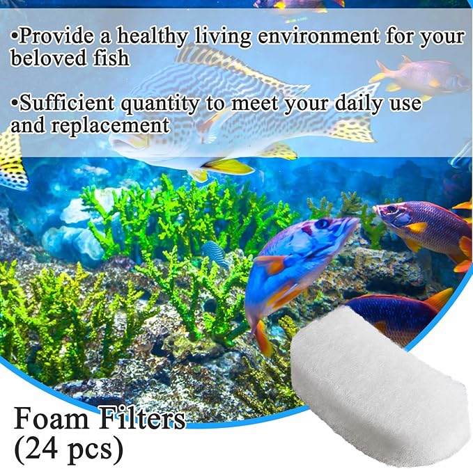 24 Pcs Filter Media Compatible with Fluval 106/107/206/207 Canister Filter Media Aquarium Polishing Pads 5.71 x 2.76 x 1.38 Inches Fish Tank Aquarium Accessories Replacement-PawvioPets