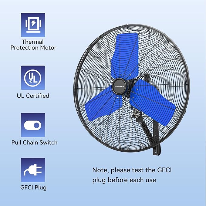 24 Inch 9500 CFM Waterproof Wall Fan Pro Series - Outdoor High Velocity Wall Mount Fan with Enclosed Motor for Residential, Warehouse, Patio, Shop, Garage, Barn UL Safety Listed-PawvioPets