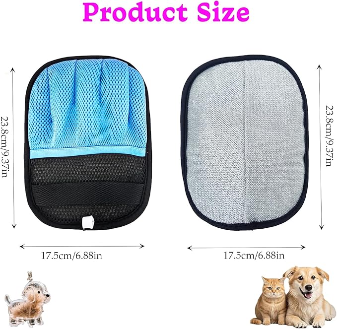 Blue Pet Hair Removal Gloves for Dogs,Pet Hair Collector Keychain,Five-Finger Cat Grooming Gloves ,Reusable Electrostatic Pet Hair Removal Tool for Furniture,Car,Couch,Carpet,Essential Pet Supplies-PawvioPets