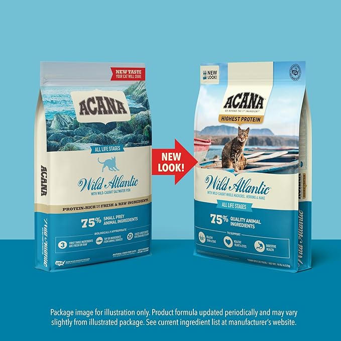 ACANA Grain-free Dry Cat Food Wild Atlantic Saltwater Fish with Freeze-Dried Liver 10lb Bag-PawvioPets