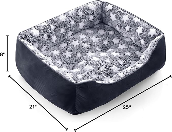 GASUR Dog Beds Small Plus Size, Small Dog Bed Washable, Orthopedic Pet Sofa Bed, Pet Cuddler Anti-Slip Bottom, Soft Calming Sleeping Warming Puppy Bed (S Plus (25"x 21"x 8"), Black)-PawvioPets