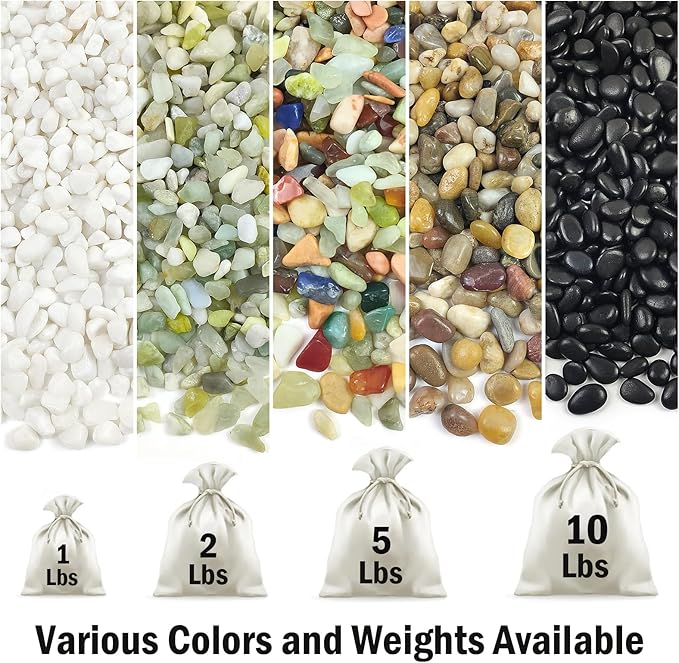 2 Pounds Pebbles for Plants, 3/8 Inch Polished Pea Gravel. Decorative Stones River Rocks for Succulent Soil Cover, Cactus, Aquarium, Vase and Outdoor Garden Landscaping-PawvioPets
