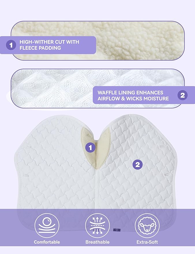 Close Contact Non-Slip Design Horse Riding Pad Moisture-Wicking Shock Absorbing English Saddle Pad for Horses-PawvioPets