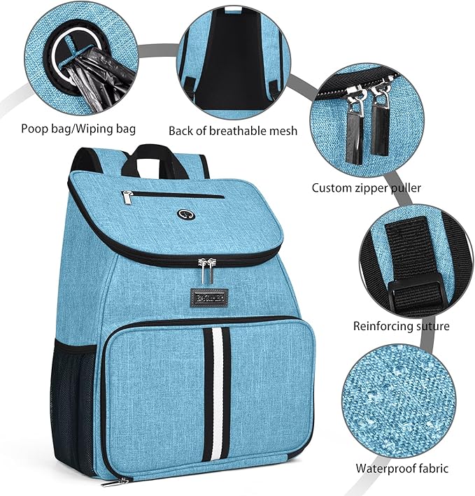 BAGLHER丨Dog Travel Bag, Airline Approved Pet Supplies Backpack, Dog Travel Backpack with 2 Silicone Collapsible Bowls and 2 Food Baskets-PawvioPets
