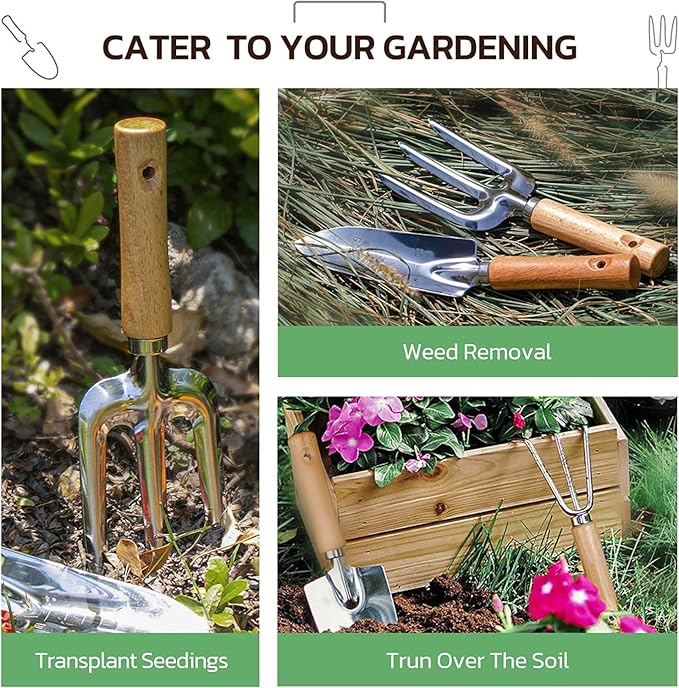Gardening Tools 9-Piece Heavy Duty Garden Hand Tools with Fashion and Durable Garden Tools Organizer Handbag, Rust-Proof Garden Tool Set, Ideal Gardening Gifts for Women-PawvioPets